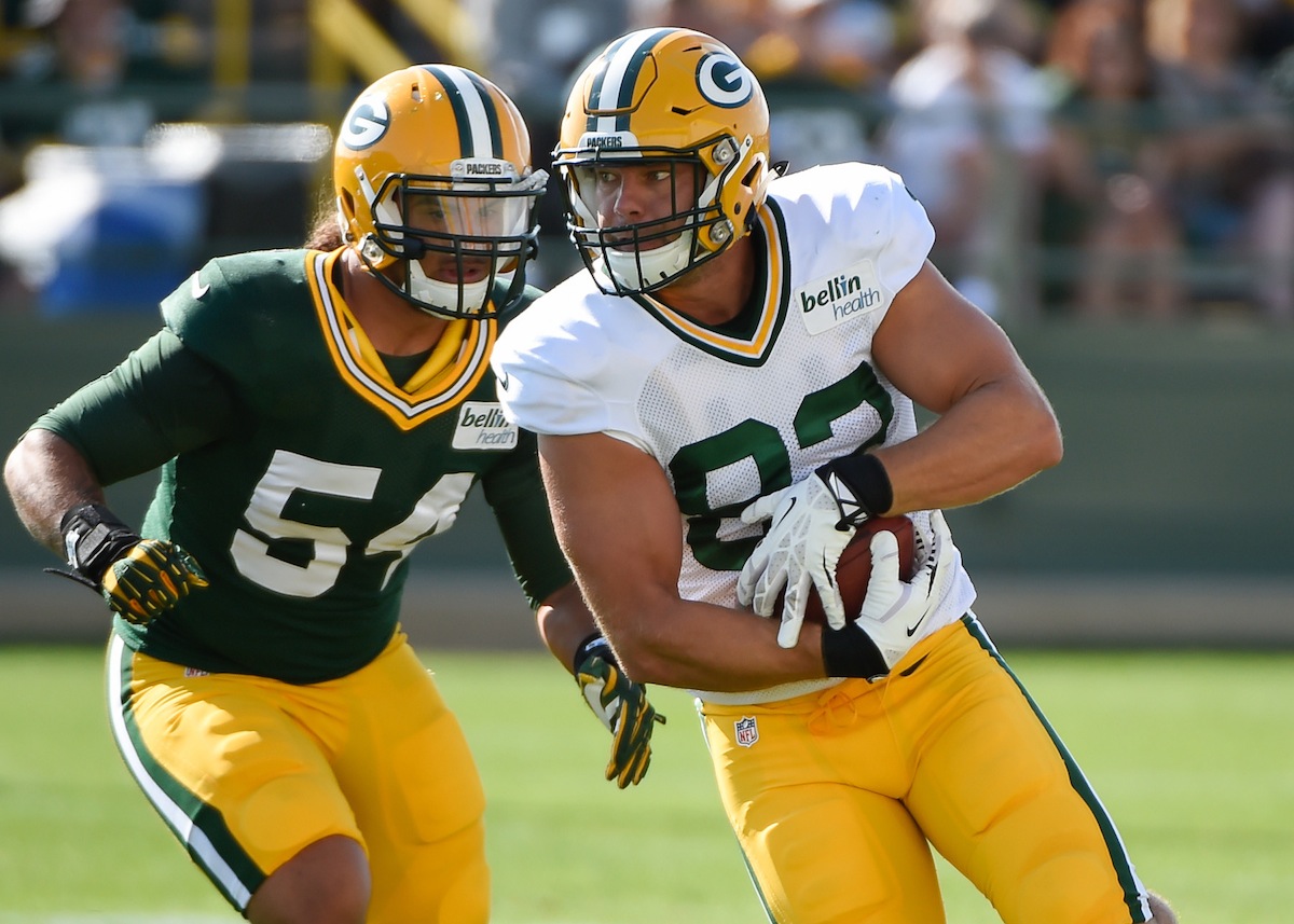 Green Bay Packers linebacker Carl Bradford (No. 54) by Benny Sieu—USA Today Sports.