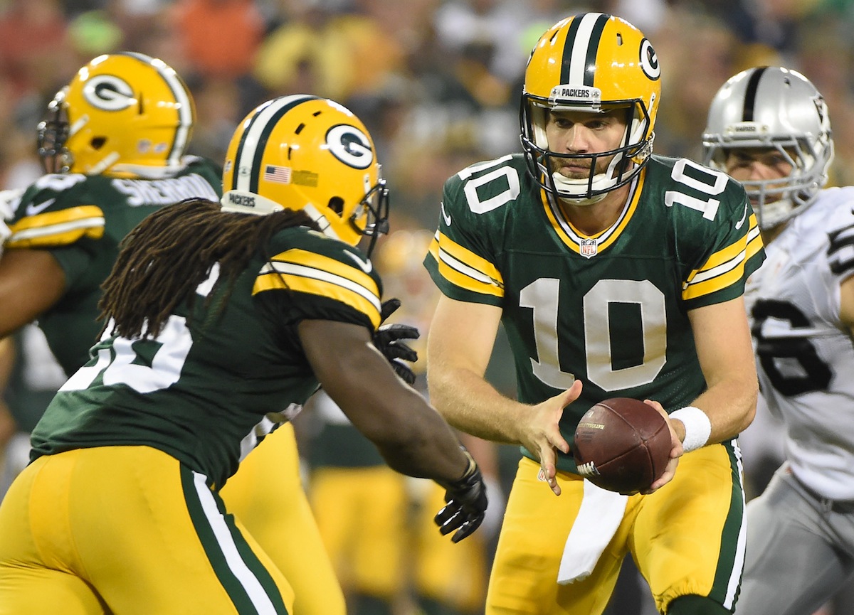 Green Bay Packers quarterback Matt Flynn by Benny Sieu—USA TODAY Sports.
